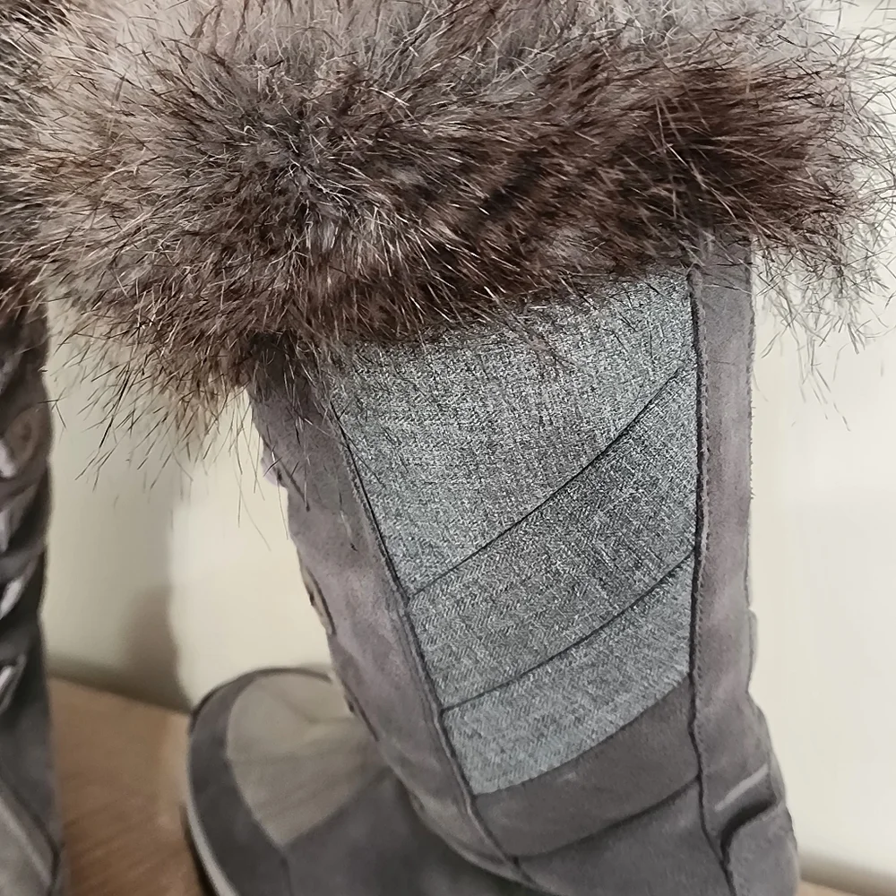 Women's Clarks Wintry Hi Tall Temps -20 C Grey Suede Winter Boots US 9.5 UK 7